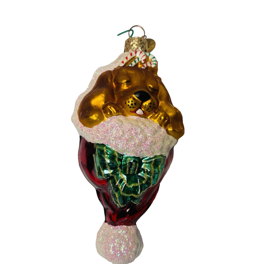 Vintage Christopher Radko 2001 Snuggle‎ Pup Ornament #00-097-0